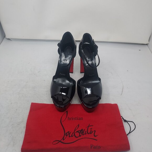 Christian Louboutin Black Sandaloo Patent Platform Sandal - Picture 9 of 13